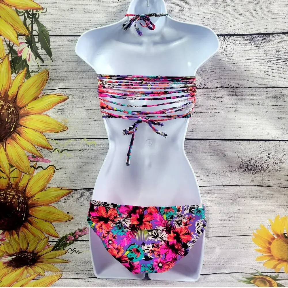 Xhilaration Multicolor Floral‎ Bikini Swimsuit
